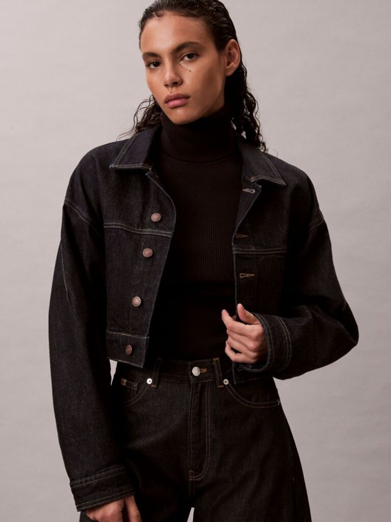 Black Woven Label Roll Neck  Women