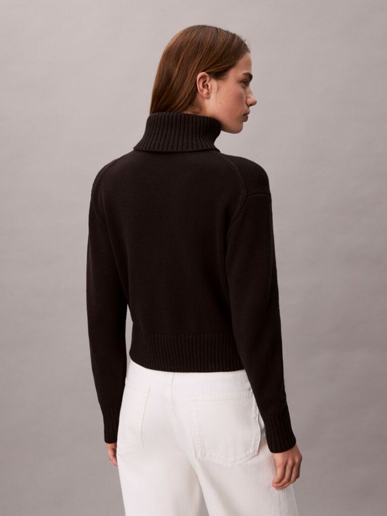 Black Soft Chenille Roll Neck Jumper  Women