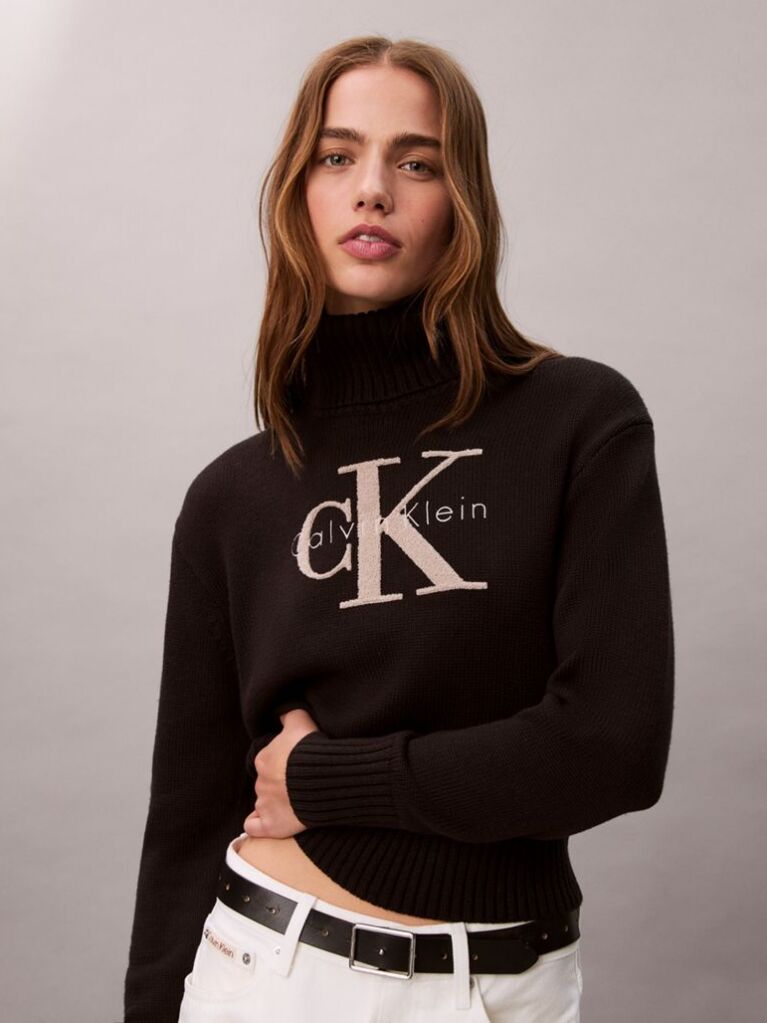Black Soft Chenille Roll Neck Jumper  Women