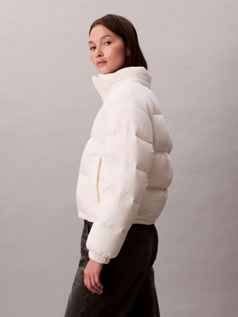 White Short Down Puffer Jacket  Women