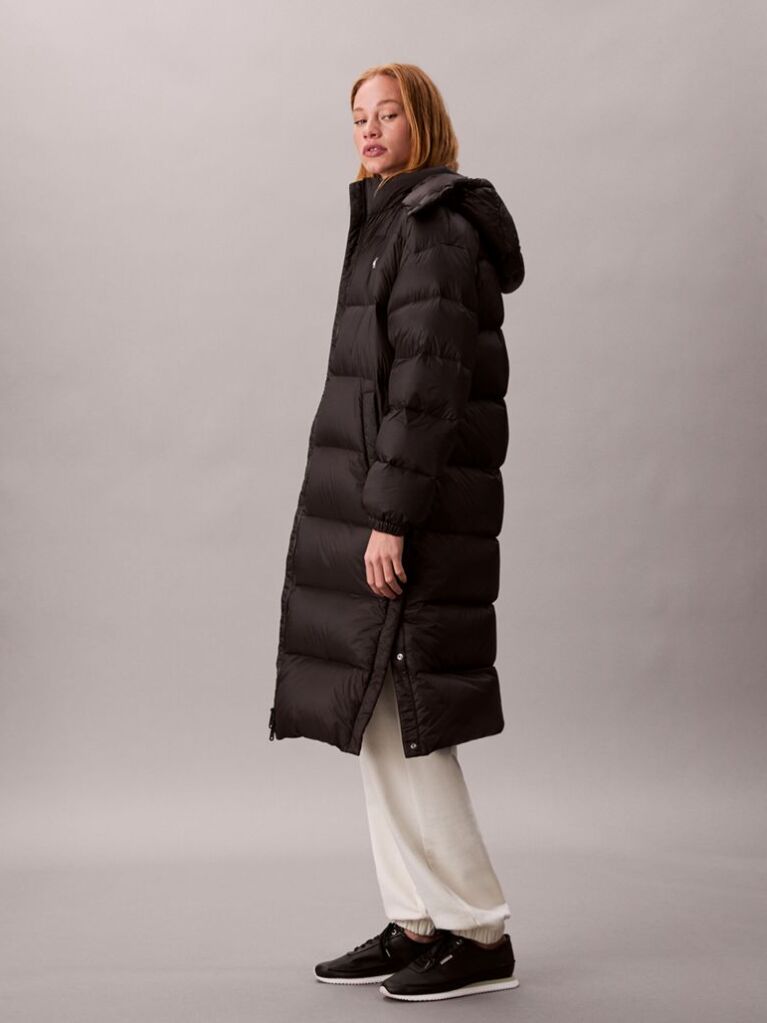 Black Hooded Down Puffer Coat  Women