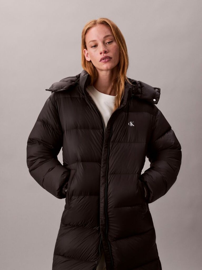 Black Hooded Down Puffer Coat  Women