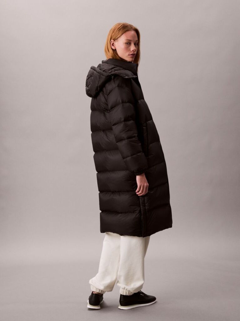 Black Hooded Down Puffer Coat  Women