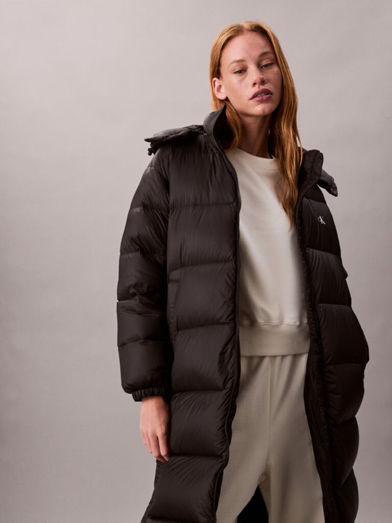 Black Hooded Down Puffer Coat  Women