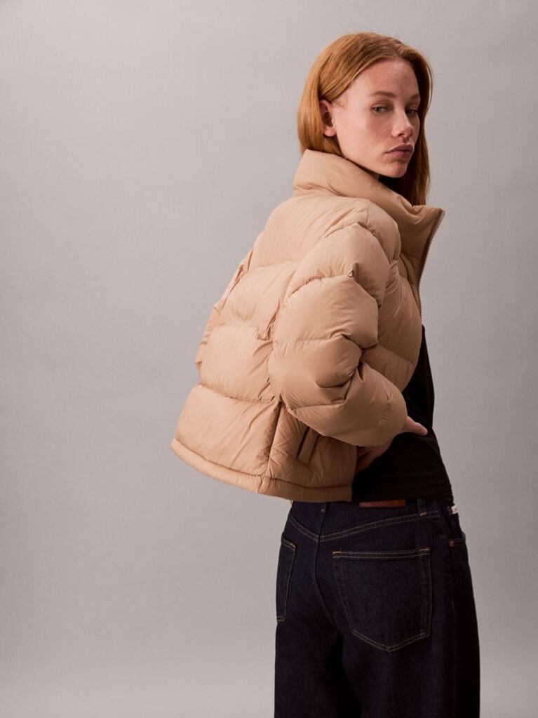 Beige Monogram Down Puffer Jacket  Women