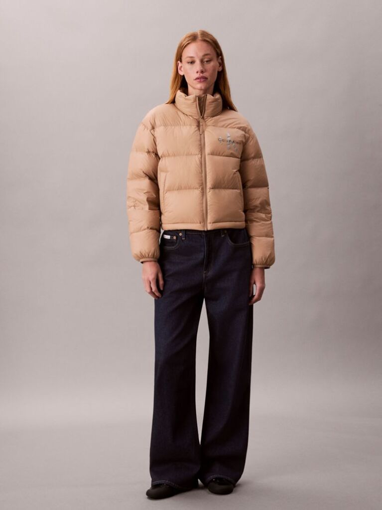 Beige Monogram Down Puffer Jacket  Women