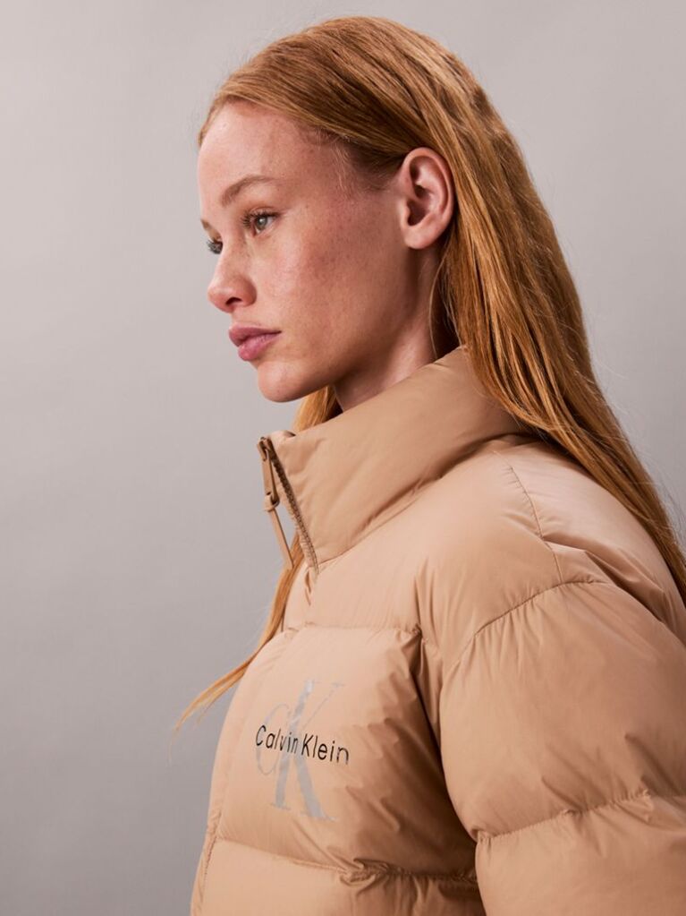 Beige Monogram Down Puffer Jacket  Women