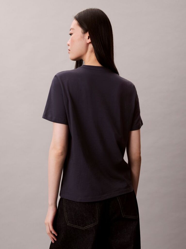 Blue Glossy Metallic Logo T-shirt  Women