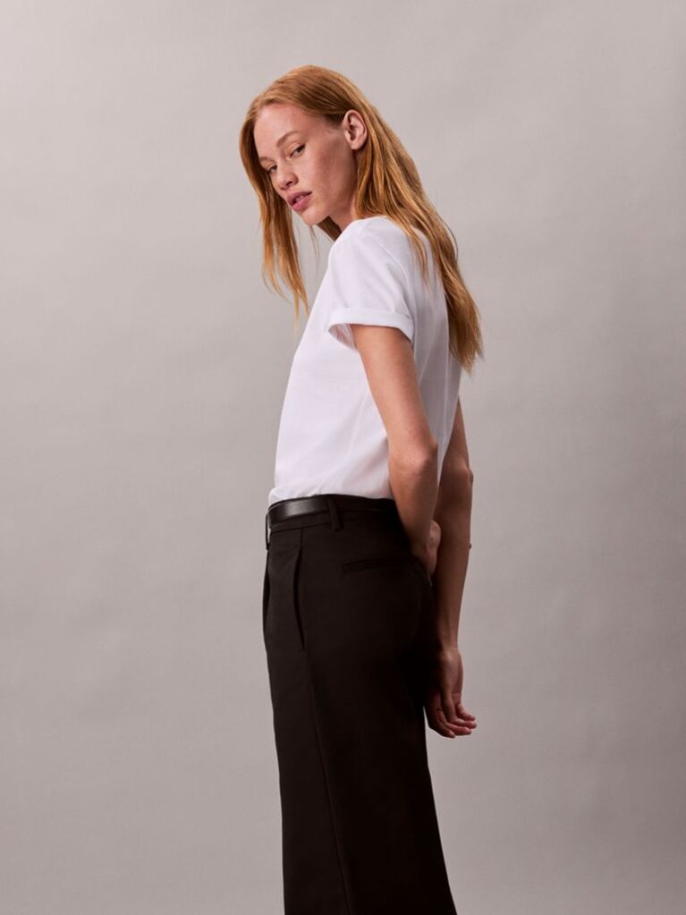 White Glossy Metallic Logo T-shirt  Women