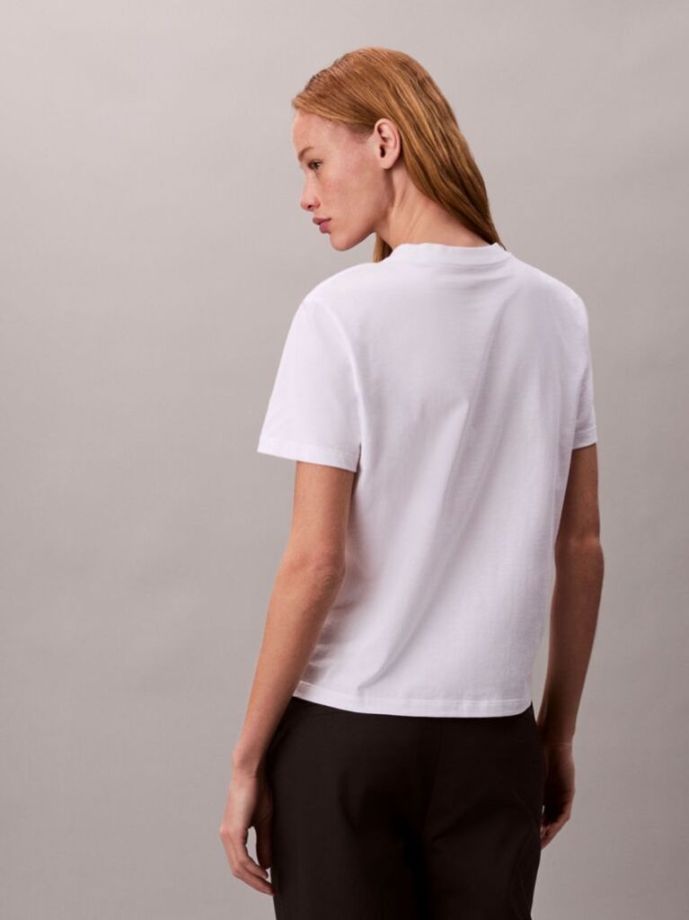 White Glossy Metallic Logo T-shirt  Women