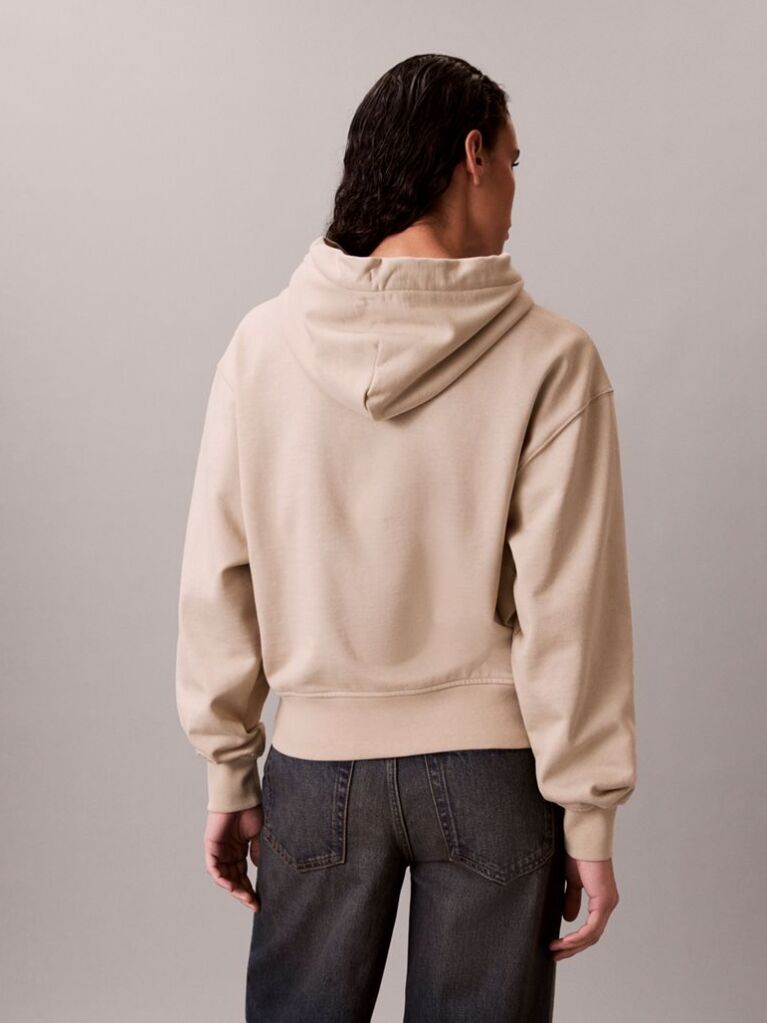 Beige Relaxed Premium Terry Hoodie  Women