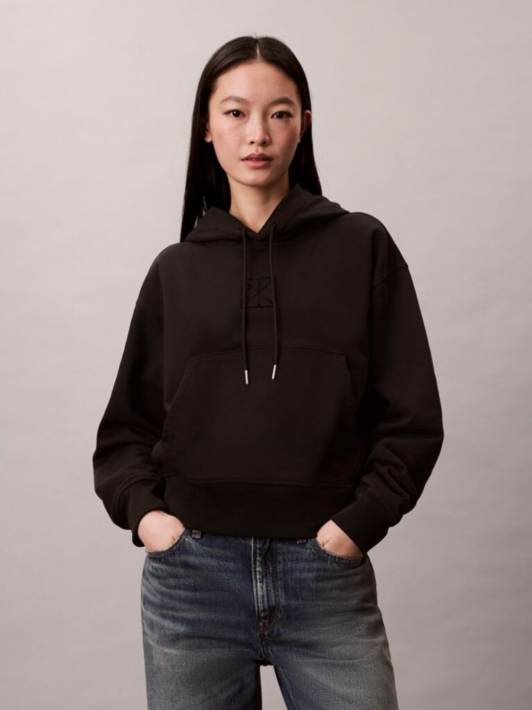 Black Relaxed Premium Terry Hoodie  Women