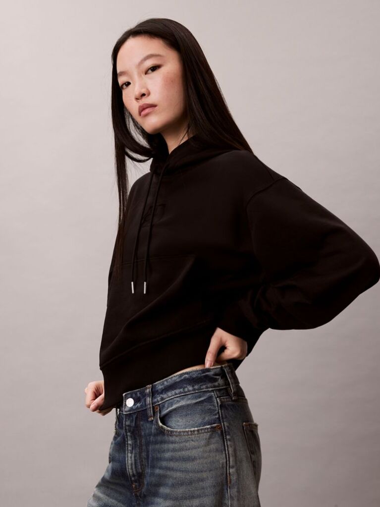 Black Relaxed Premium Terry Hoodie  Women