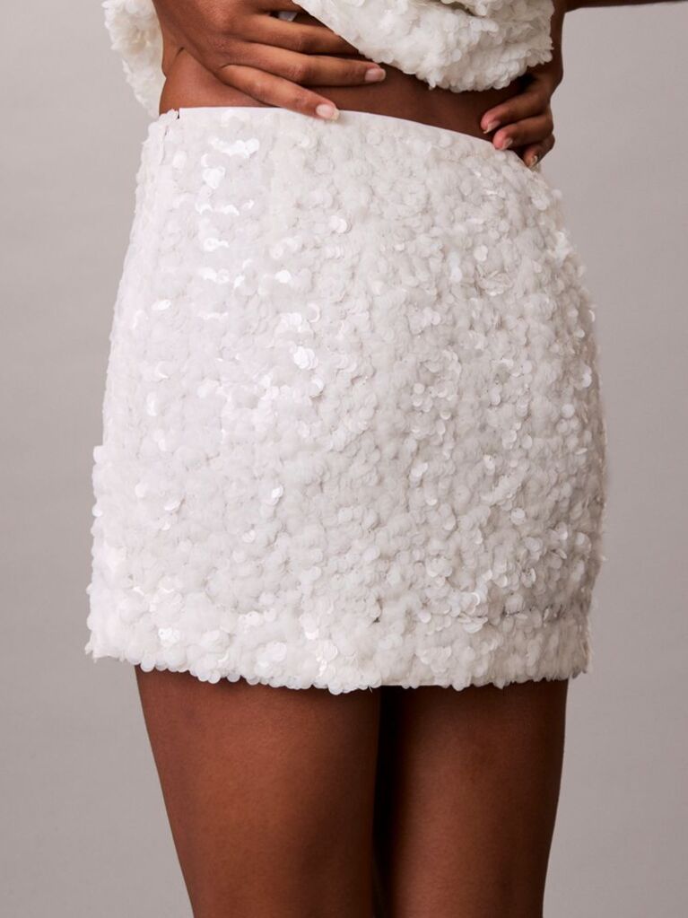 White Sequin Mini Skirt  Women