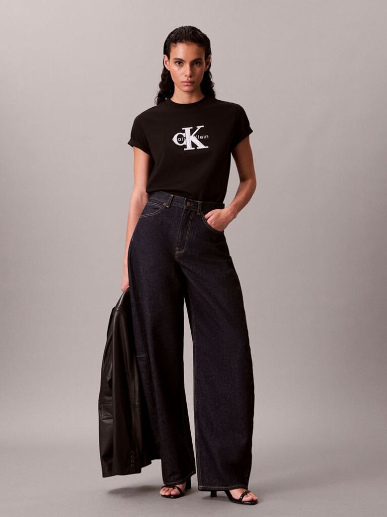 Black Shine Monologo Graphic Classic T-Shirt  Women