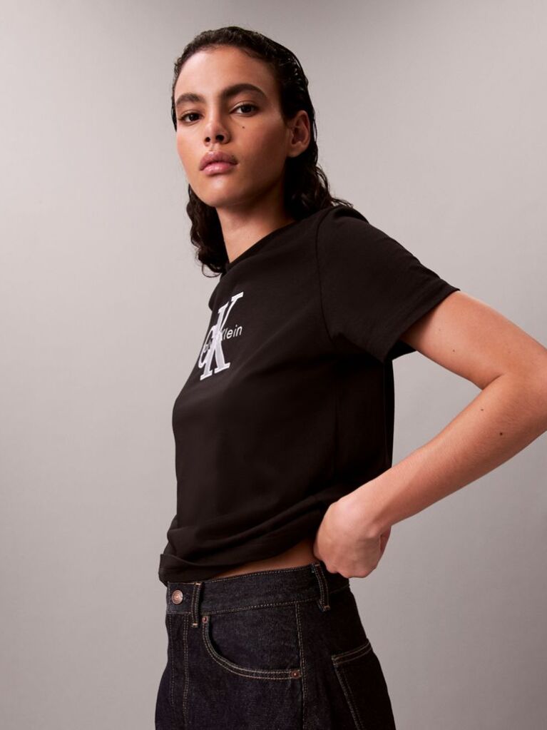 Black Shine Monologo Graphic Classic T-Shirt  Women