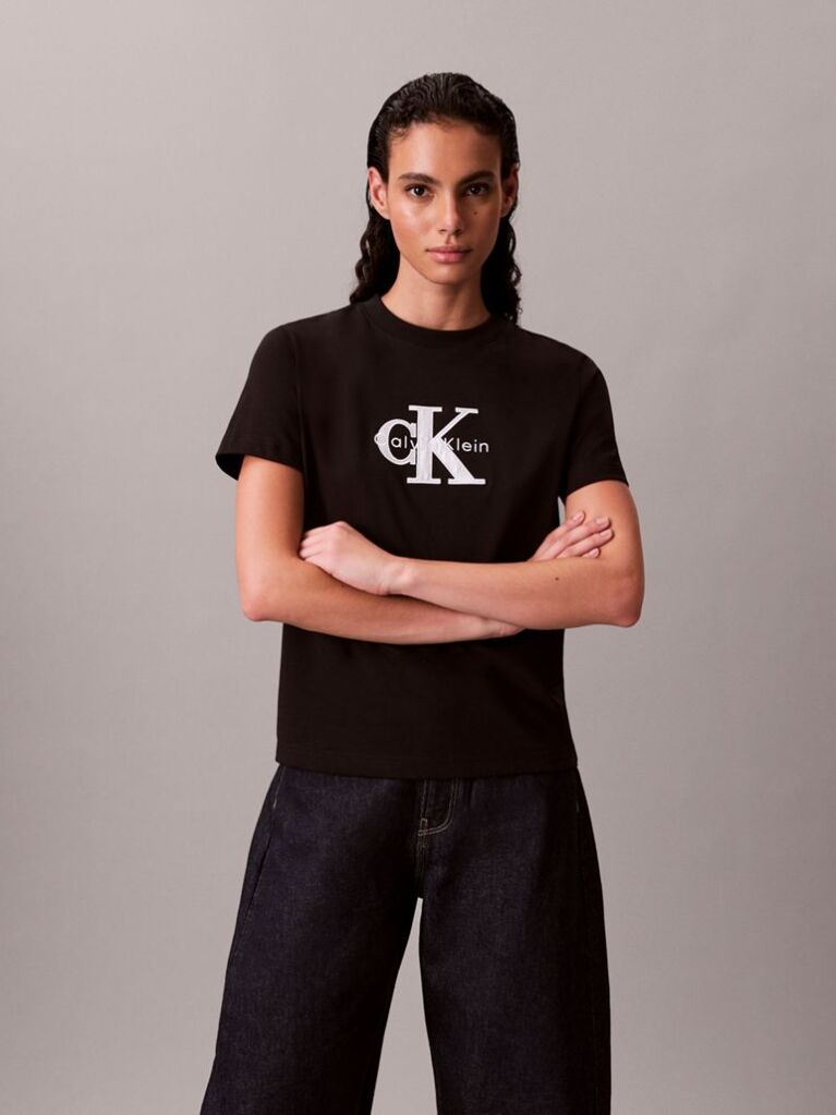Black Shine Monologo Graphic Classic T-Shirt  Women