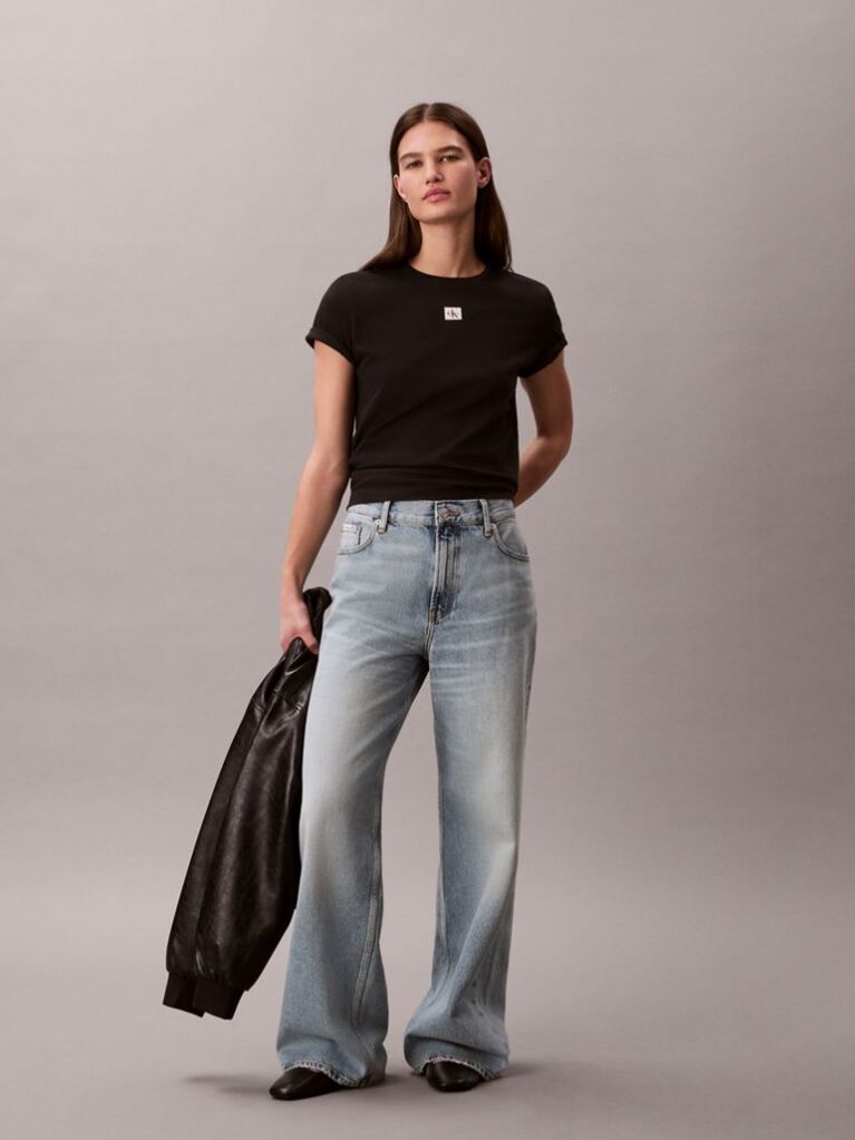 Black Soft Cotton Badge T-shirt  Women