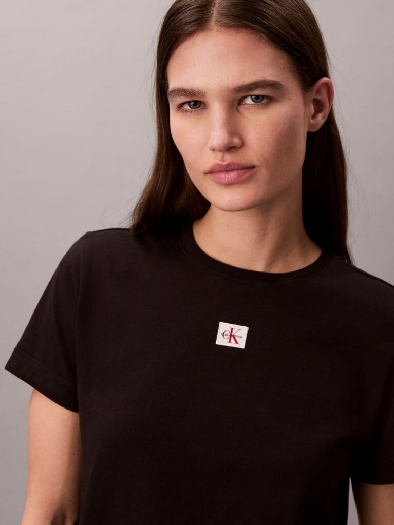 Black Soft Cotton Badge T-shirt  Women