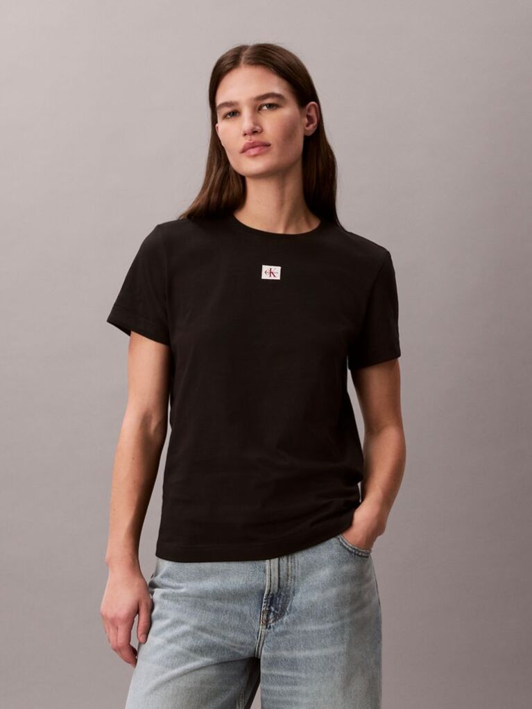 Black Soft Cotton Badge T-shirt  Women