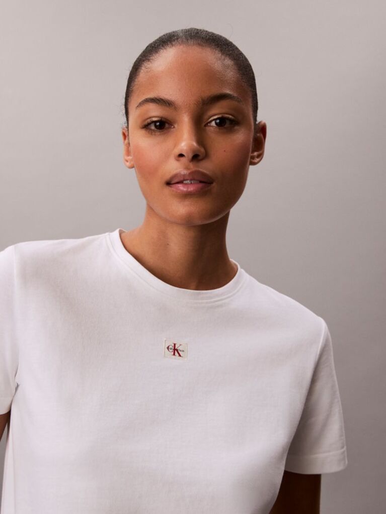 White Soft Cotton Badge T-shirt  Women