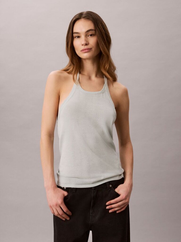 Green Linen Blend Halter Top  Women