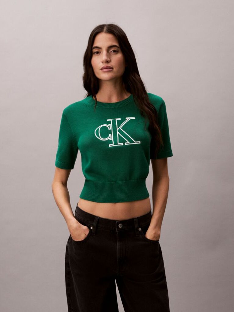 Green Short Sleeve Monogram Jumper  Women