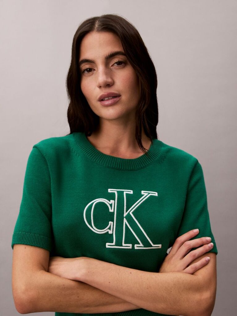 Green Short Sleeve Monogram Jumper  Women