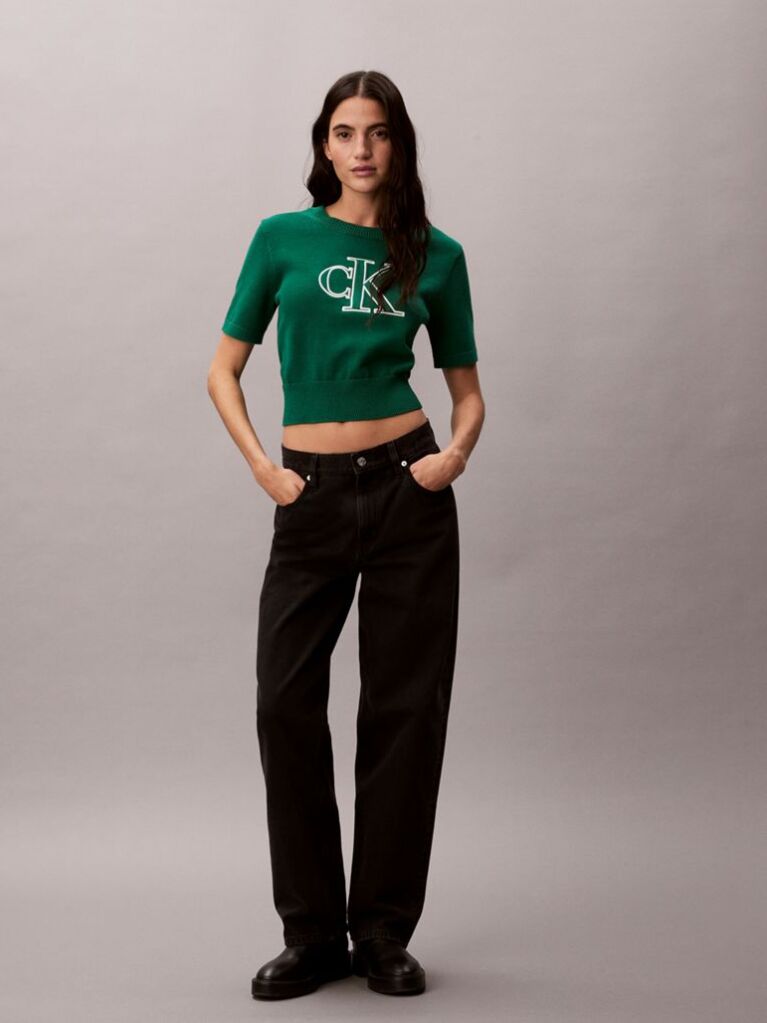 Green Short Sleeve Monogram Jumper  Women