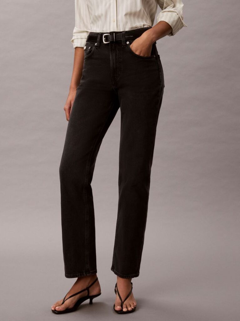 Black High Rise Straight Jeans  Women