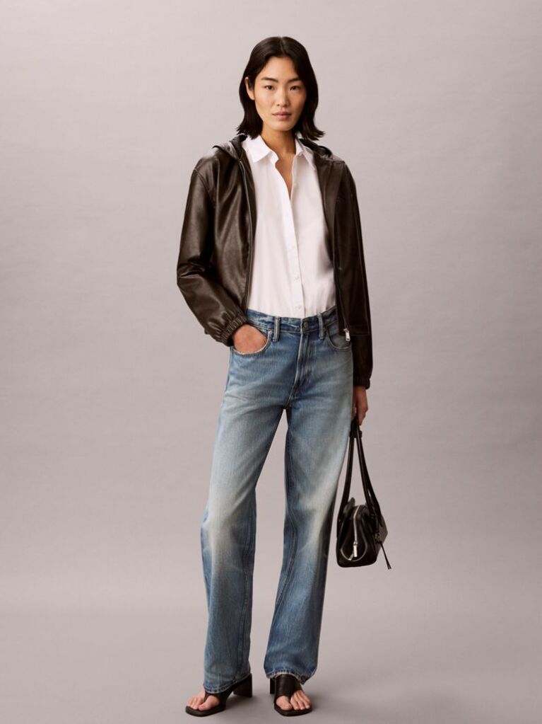 Brown Faux Leather Hooded Jacket  Women