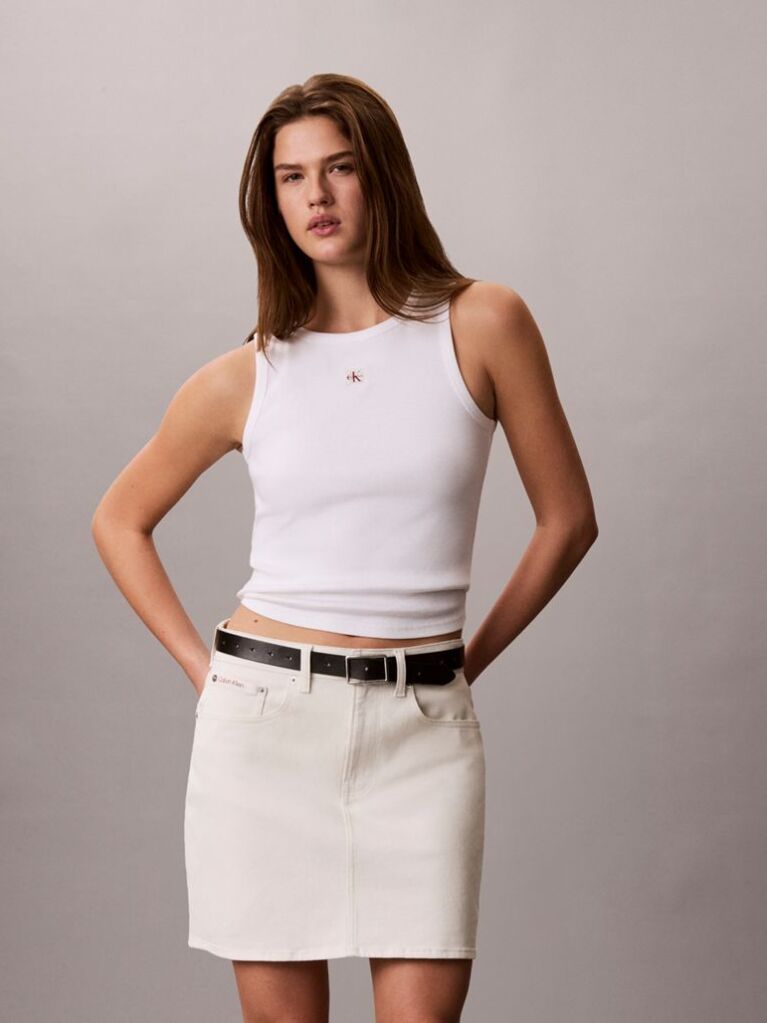 White 90s Denim Mini Skirt  Women