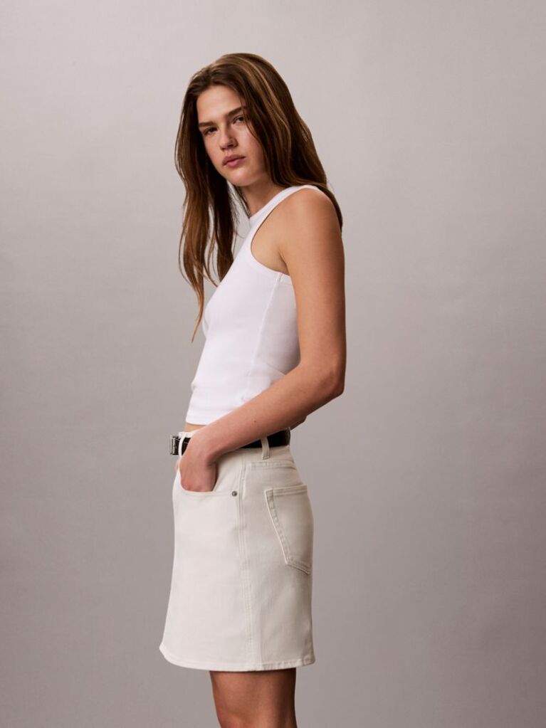 White 90s Denim Mini Skirt  Women