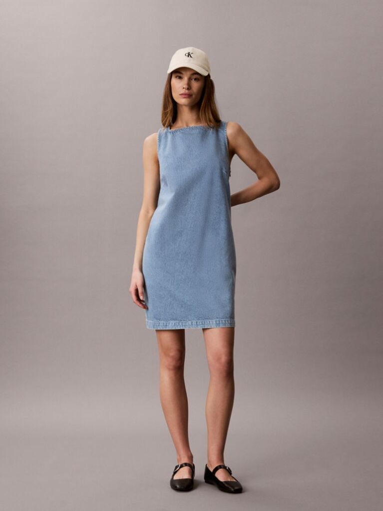 Denim Denim Mini Shift Dress  Women