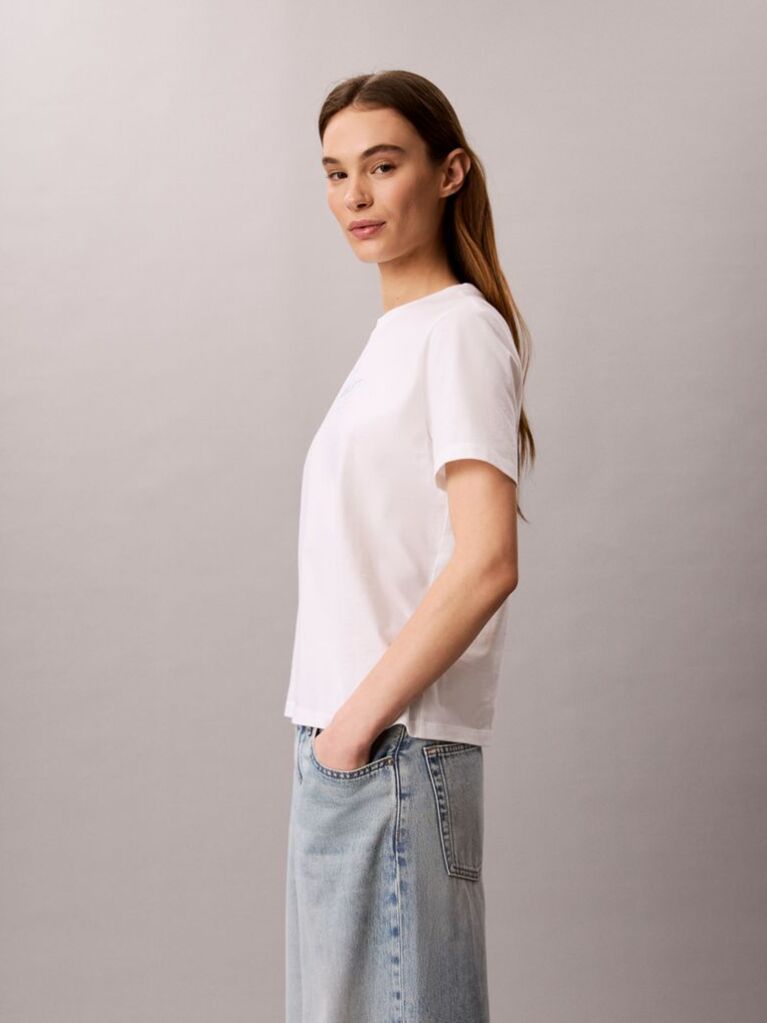 White Script Logo Classic T-Shirt  Women