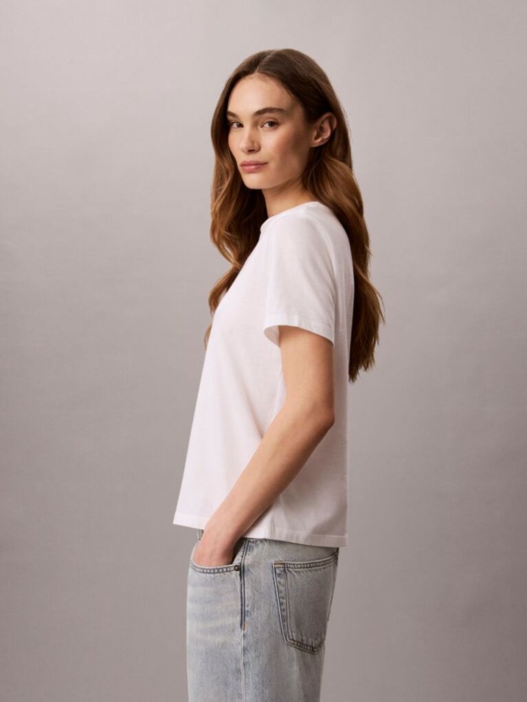 White Monologo Crew Neck T-Shirt  Women