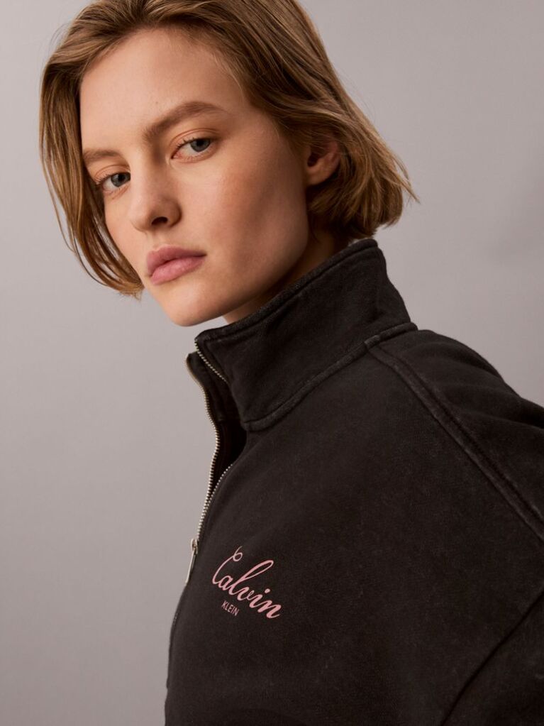 Black Relaxed Quarter Zip Sweatshirt  Women