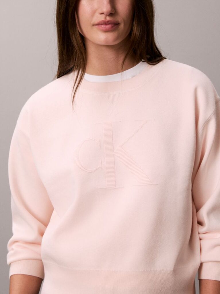 Pink Textured Knit Monogram Jumper  Women
