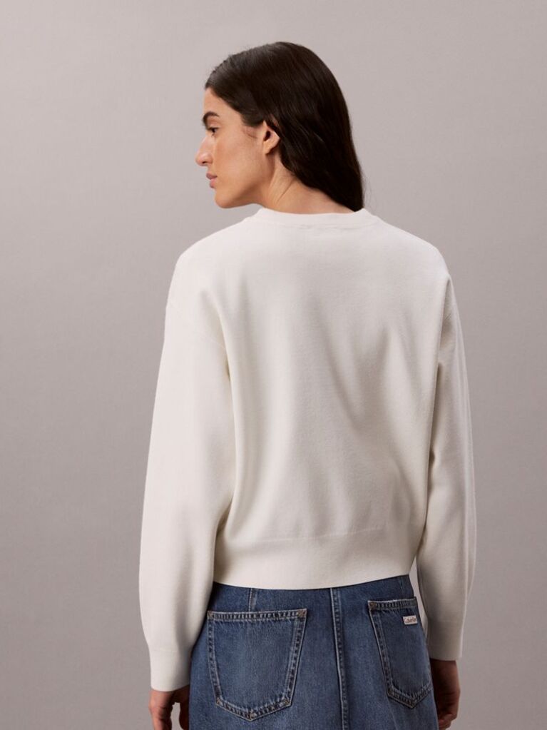 White Textured Knit Monogram Jumper  Women