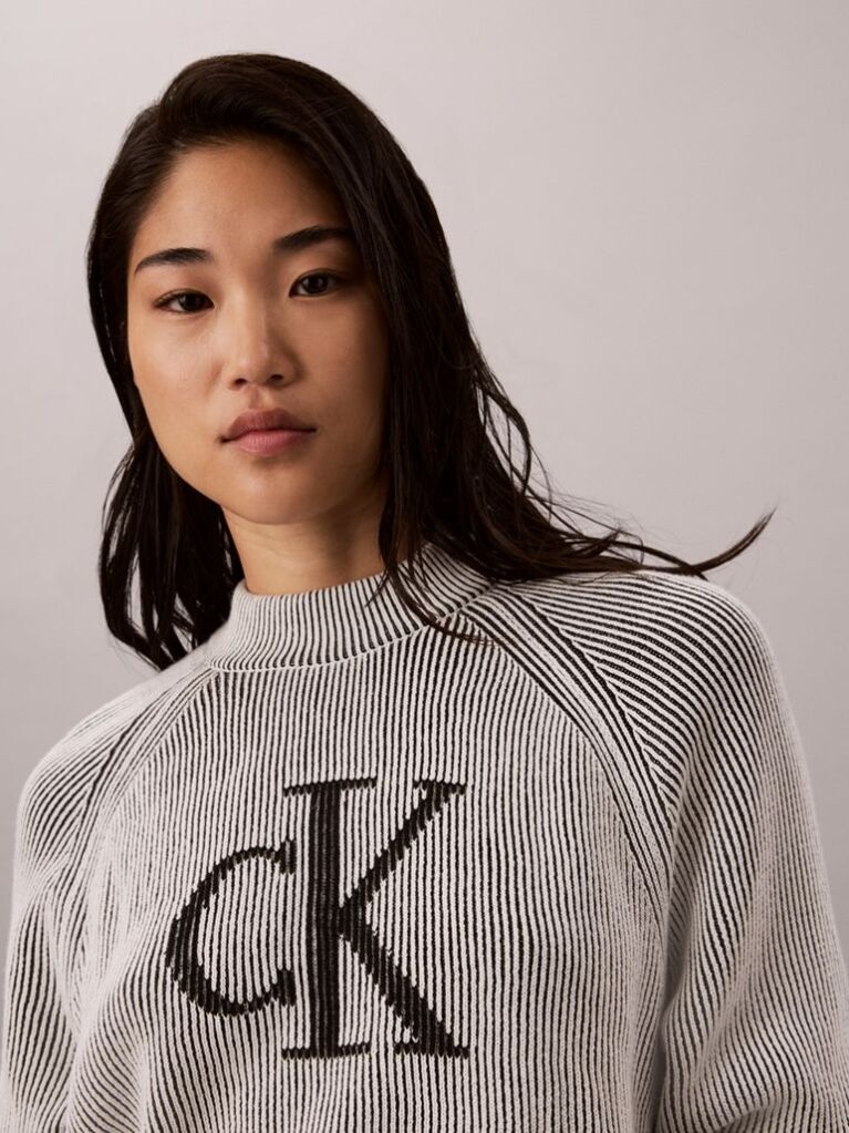 Black Monogram Graphic Ribbed Jumper  Women