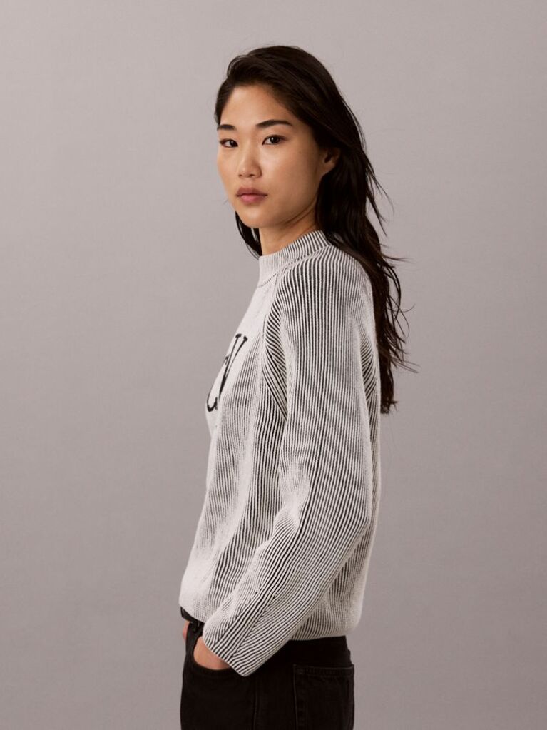 Black Monogram Graphic Ribbed Jumper  Women