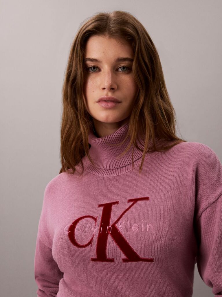 Pink Monologo Turtleneck Jumper  Women