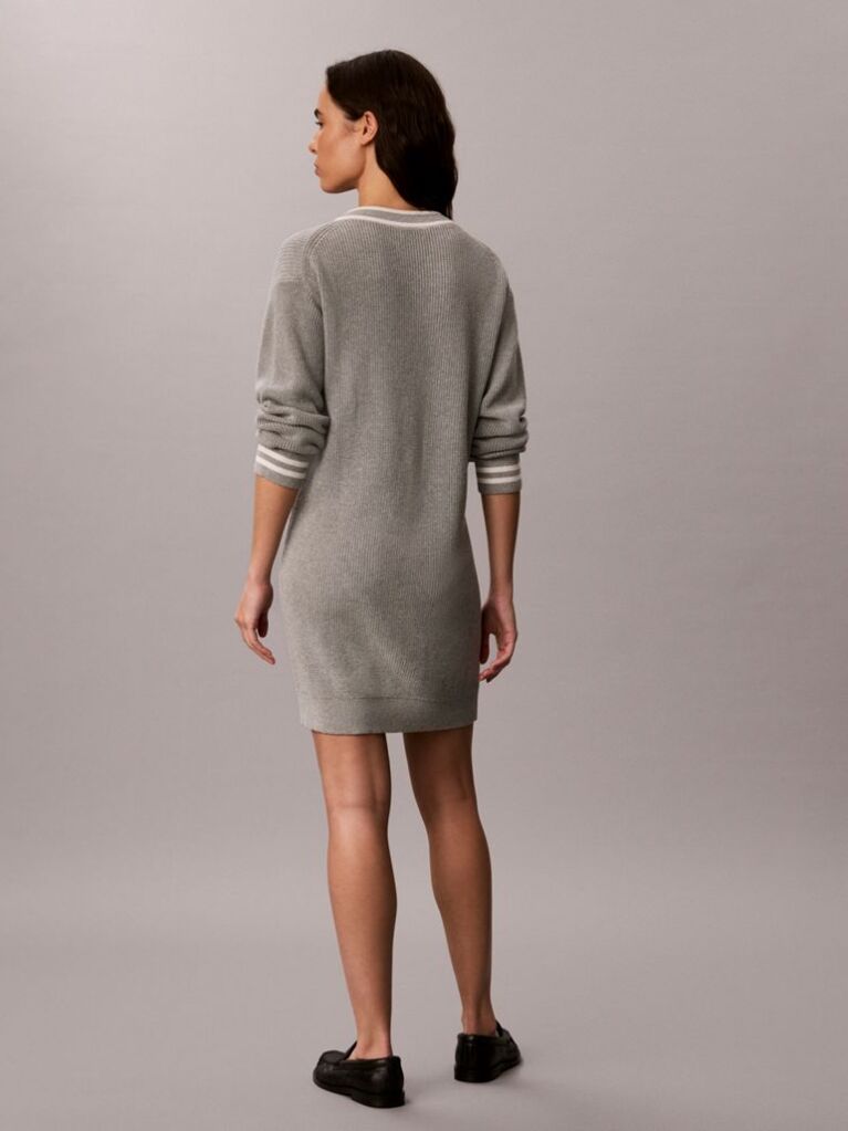 Grey Cotton Knit Jumper Dress  Women