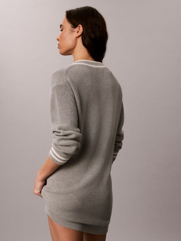 Grey Cotton Knit Jumper Dress  Women