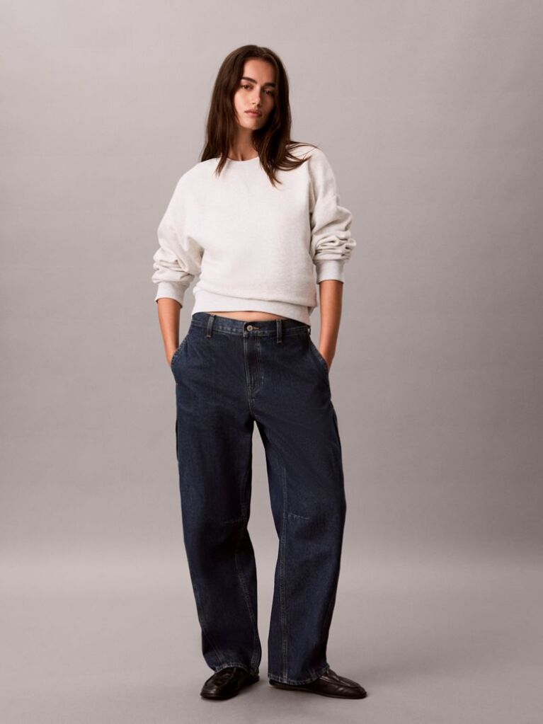 Denim Relaxed Cargo Barrel Jeans  Women