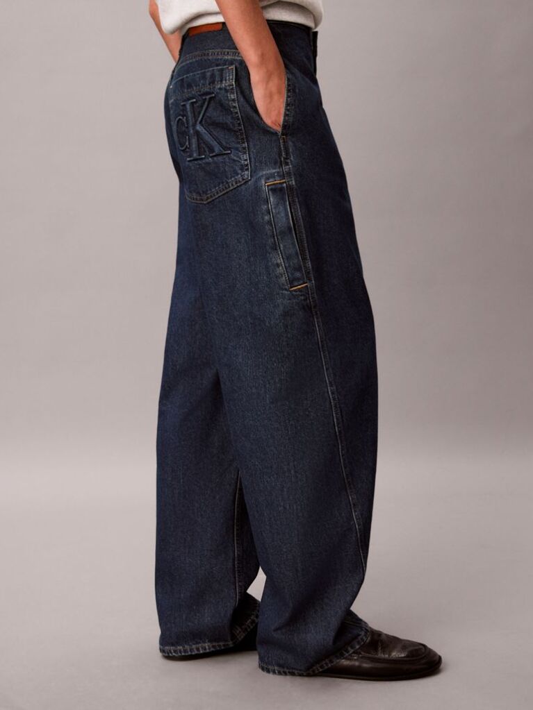 Denim Relaxed Cargo Barrel Jeans  Women
