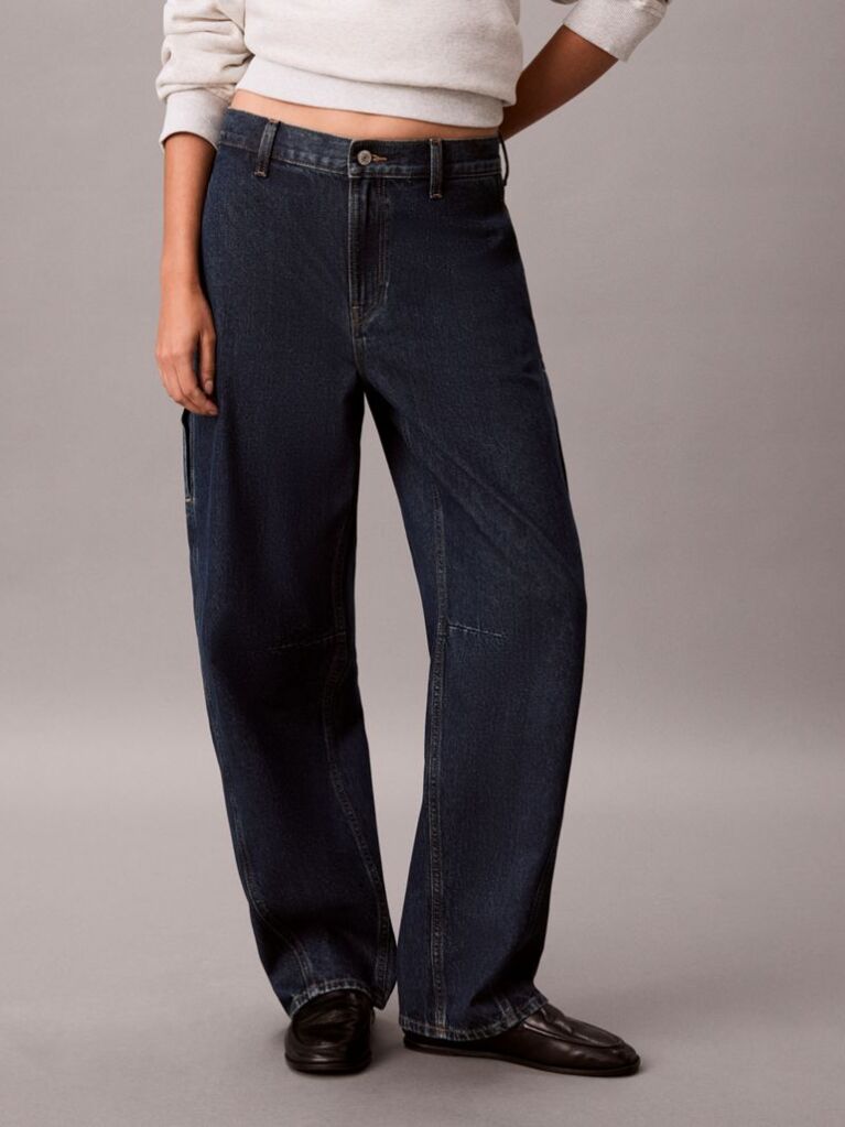 Denim Relaxed Cargo Barrel Jeans  Women