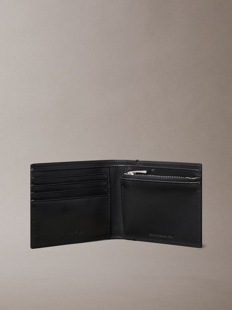 Black Plaque Logo Bifold Wallet  Men