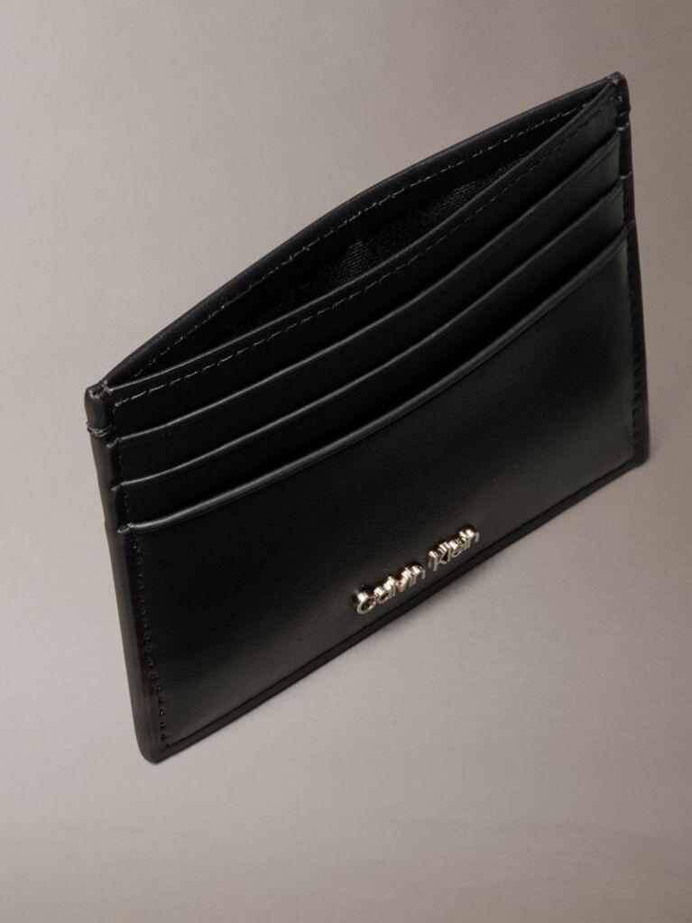 Black Logo Leather RFID Cardholder  Men