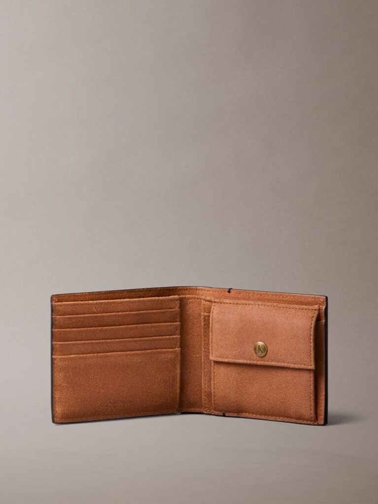 Black Suede Monogram Bifold Wallet with Coin Pouch  Men